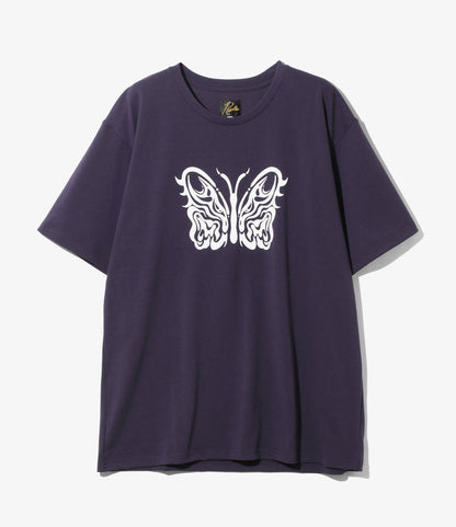 Needles x Kae Tanaka S/S Crew Neck Tee - Eggplant - Poly Jersey / KT Papillon