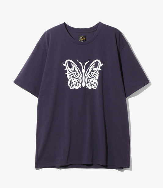 Needles x Kae Tanaka S/S Crew Neck Tee - Eggplant - Poly Jersey / KT Papillon