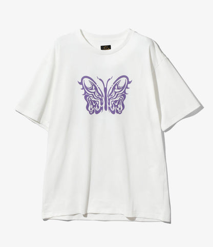Needles x Kae Tanaka S/S Crew Neck Tee - Off White - Poly Jersey / KT Papillon