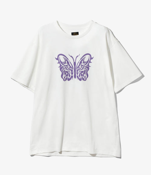 Needles x Kae Tanaka S/S Crew Neck Tee - Off White - Poly Jersey / KT Papillon