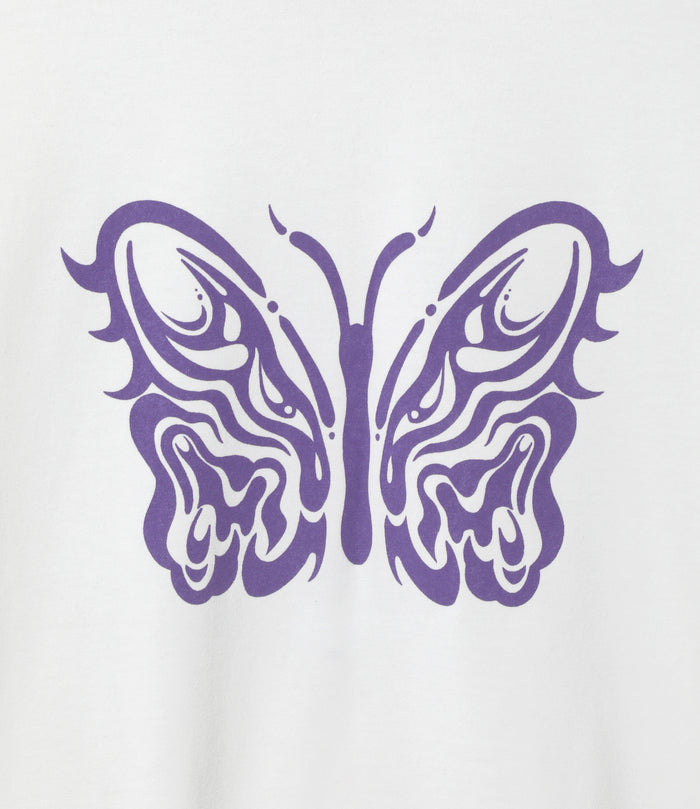 Needles x Kae Tanaka S/S Crew Neck Tee - Off White - Poly Jersey / KT Papillon