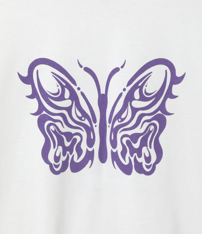 Needles x Kae Tanaka S/S Crew Neck Tee - Off White - Poly Jersey / KT Papillon