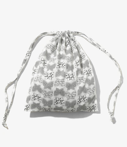 Nepenthes Special String Bag - White - Papillon Print
