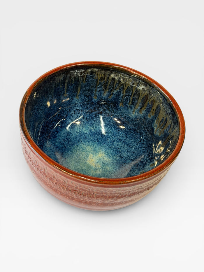 Noodle Bowl - blue with copper red