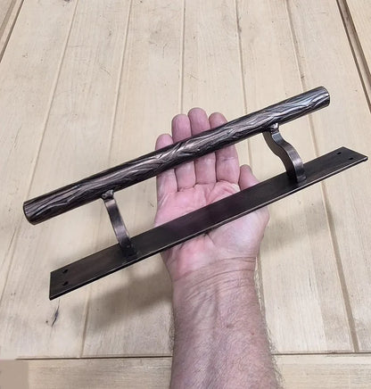 Offset Tree Branch Door Pull - Multiple Finishes Available - 12" handle, 12" back plate