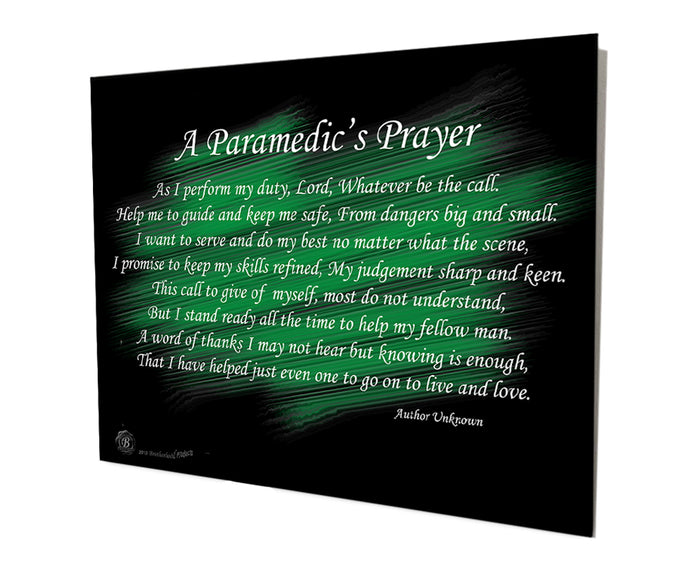 Paramedics Prayer Stand Off Aluminum Wall Decor