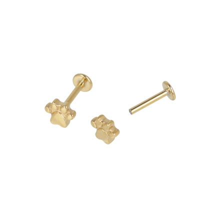 Screw On Paw Stud Earrings (Gold Plated)