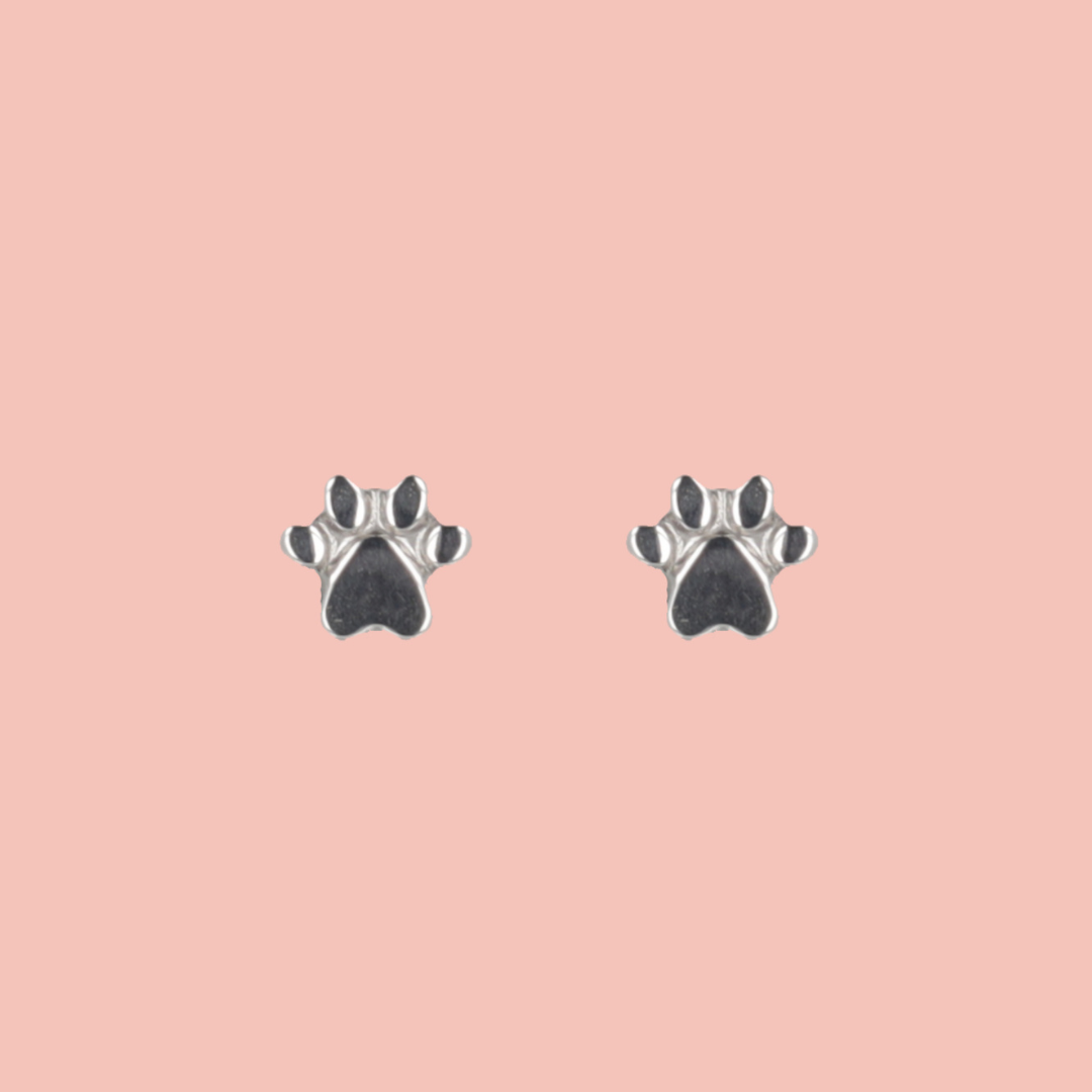 Screw On Paw Stud Earrings