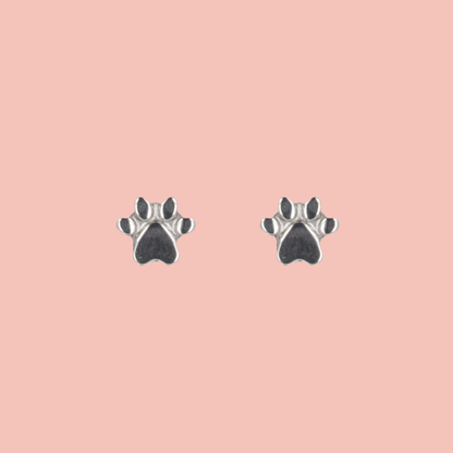 Screw On Paw Stud Earrings