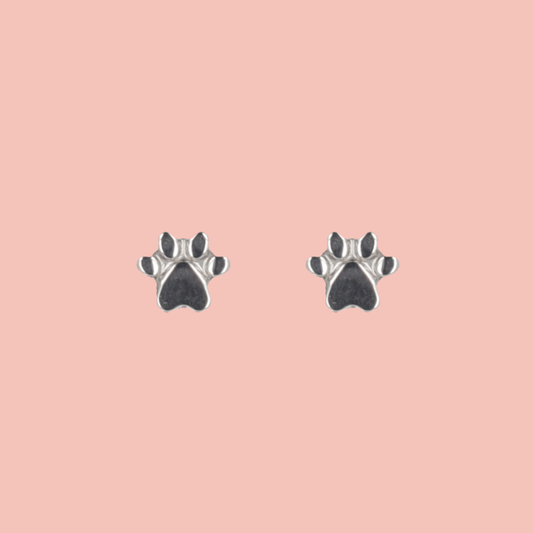 Screw On Paw Stud Earrings