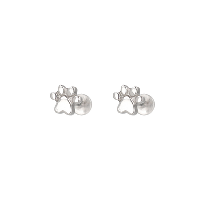 Screw On Paw Stud Earrings