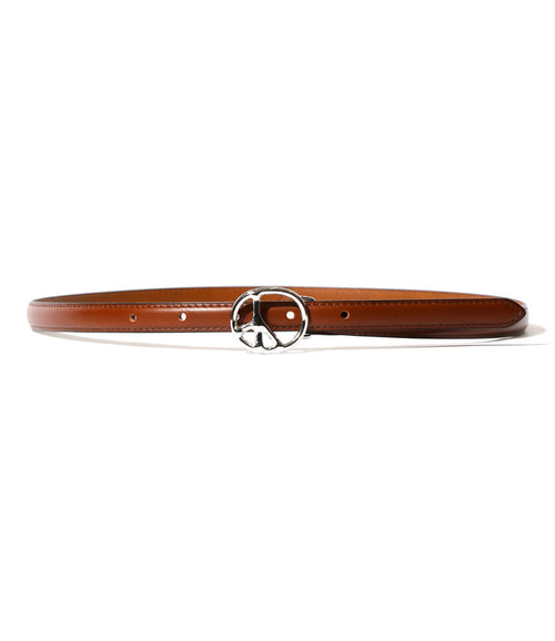 Peace Buckle Narrow Belt - Brown - Steer Lthr.