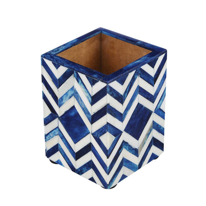 Handmade Pen holder mosaic chevron available in blue and grey 3x4 Inch, for desk organizing