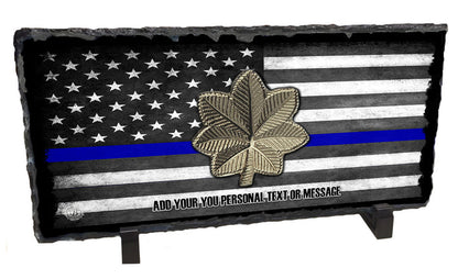 Personalized Police Major Oak Leaf Slate Rock Stone With Easel