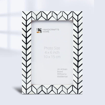 Handmade Picture Frame Arctic Horizon Collection Bone Inlay & Resin Black & White, 3 sizes