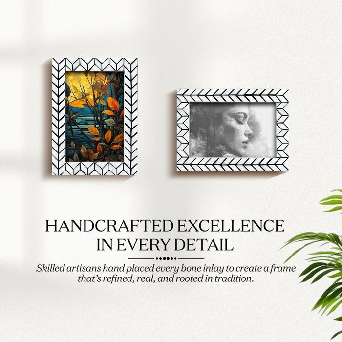Picture Frame Arctic Horizon Collection Bone Inlay & Resin Black & White, 3 sizes