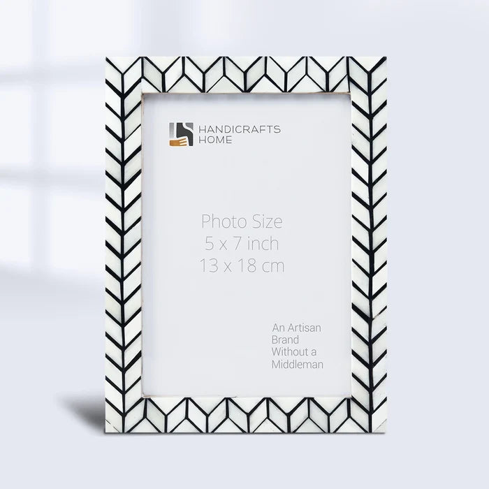 Picture Frame Arctic Horizon Collection Bone Inlay & Resin Black & White, 3 sizes