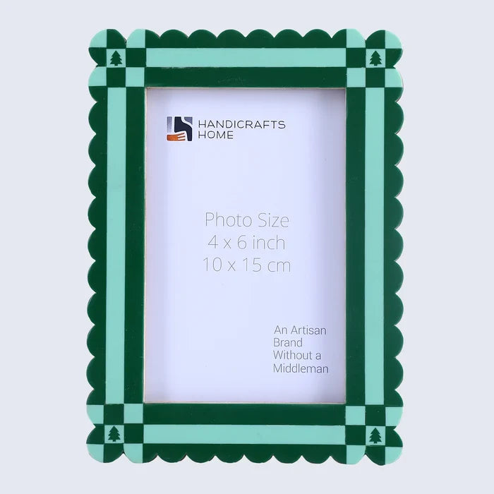 Handmade Picture Frame Chalet Verde Collection Resin Inlay Green – 4x6 & 5x7", for tabletop or wall display