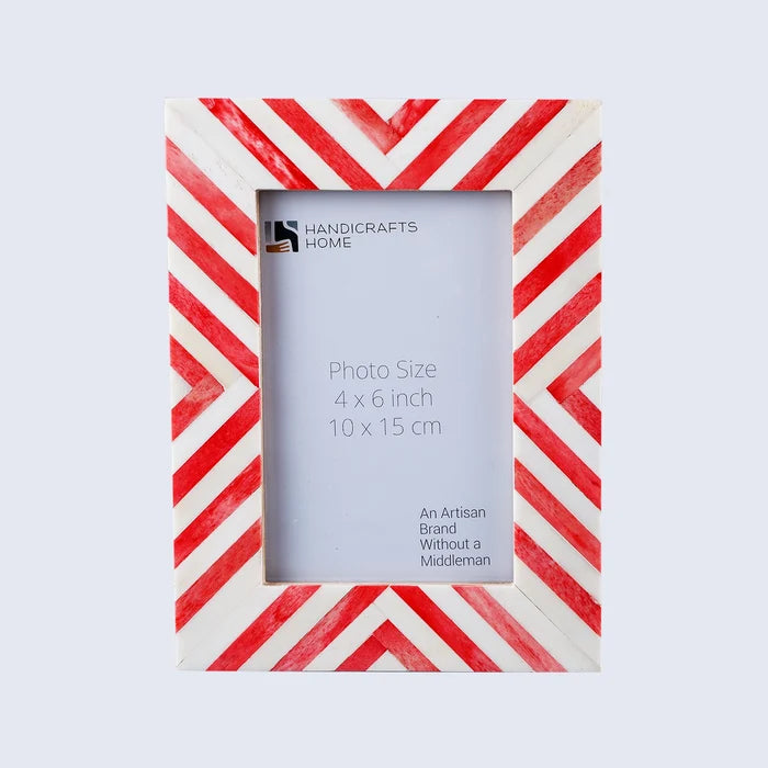 Picture Frame Chevron Collection Bone Inlay Red 4x6 & 5x7