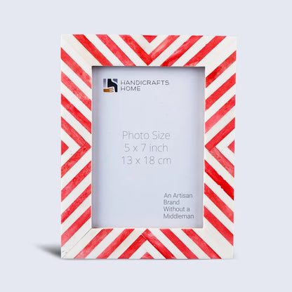 Picture Frame Chevron Collection Bone Inlay Red 4x6 & 5x7