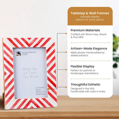 Picture Frame Chevron Collection Bone Inlay Red 4x6 & 5x7