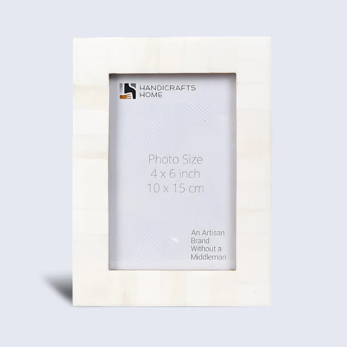 Handmade Picture Frame Classic Collection Bone Inlay White – 4x6 & 5x7", for tabletop or wall display