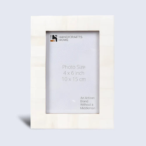 Handmade Picture Frame Classic Collection Bone Inlay White – 4x6 & 5x7", for tabletop or wall display