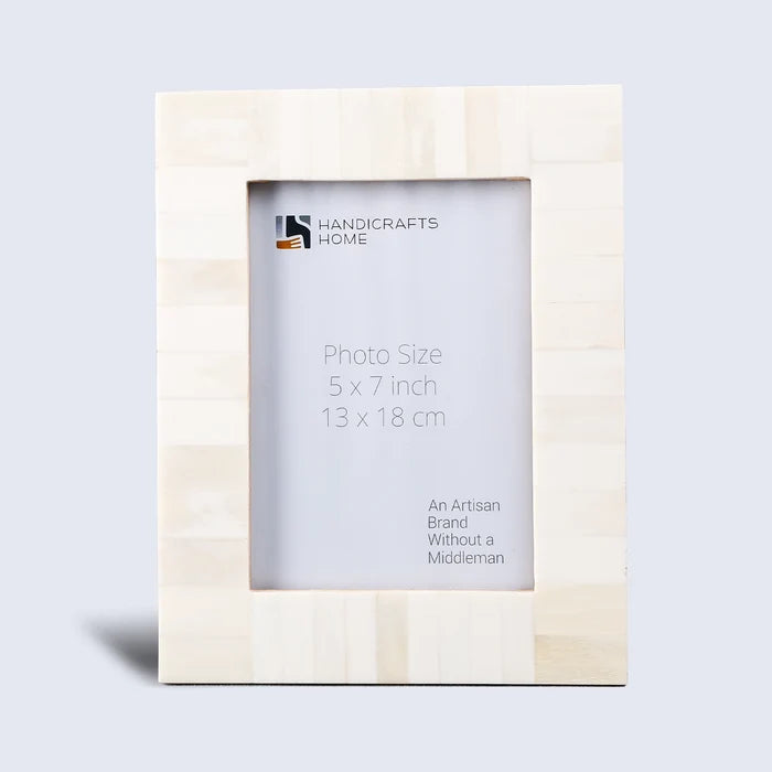 Handmade Picture Frame Classic Collection Bone Inlay White – 4x6 & 5x7", for tabletop or wall display