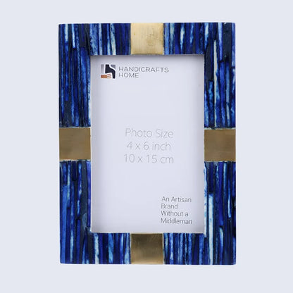 Handmade Picture Frame Coastal Luxe Collection Bone Inlay & Brass – 4x6 & 5x7", for tabletop or wall display