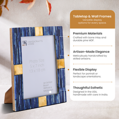 Picture Frame Coastal Luxe Collection Bone Inlay & Brass – 4x6 & 5x7"