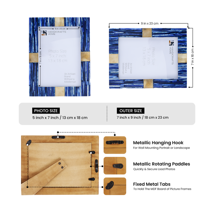 Picture Frame Coastal Luxe Collection Bone Inlay & Brass – 4x6 & 5x7"
