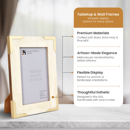 Picture Frame Deluxe Carta Collection Brass & Bone Inlay, 4x6