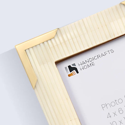 Picture Frame Deluxe Carta Collection Brass & Bone Inlay, 4x6