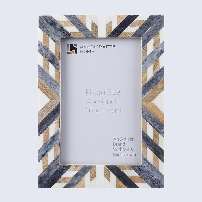 Picture Frame Hypno Ash Collection Bone Inlay, Wood Grey & White – 4x6 & 5x7"