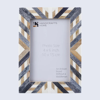 Picture Frame Hypno Ash Collection Bone Inlay, Wood Grey & White – 4x6 & 5x7"