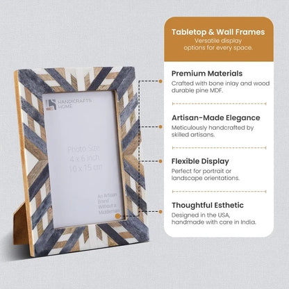 Picture Frame Hypno Ash Collection Bone Inlay, Wood Grey & White – 4x6 & 5x7"