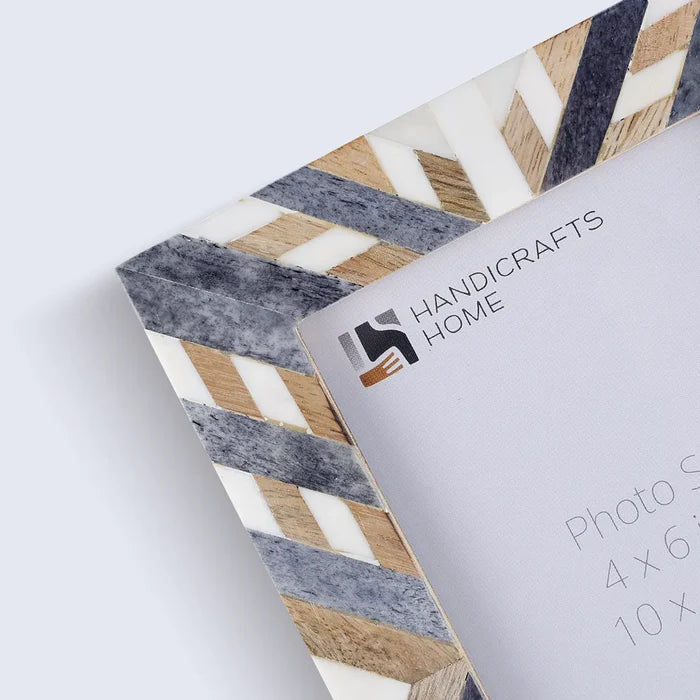 Picture Frame Hypno Ash Collection Bone Inlay, Wood Grey & White – 4x6 & 5x7"