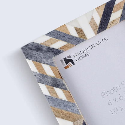 Picture Frame Hypno Ash Collection Bone Inlay, Wood Grey & White – 4x6 & 5x7"