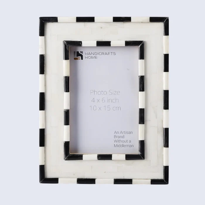 Handmade Picture Frame Mosaic Art Inspired Collection Wood & Resin Inlay Black 4x6 & 5x7", for tabletop or wall display