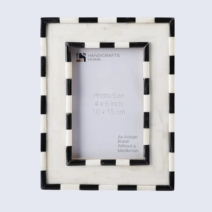 Handmade Picture Frame Mosaic Art Inspired Collection Wood & Resin Inlay Black 4x6 & 5x7", for tabletop or wall display