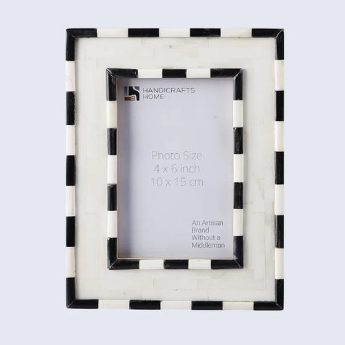 Handmade Picture Frame Mosaic Art Inspired Collection Wood & Resin Inlay Black 4x6 & 5x7", for tabletop or wall display