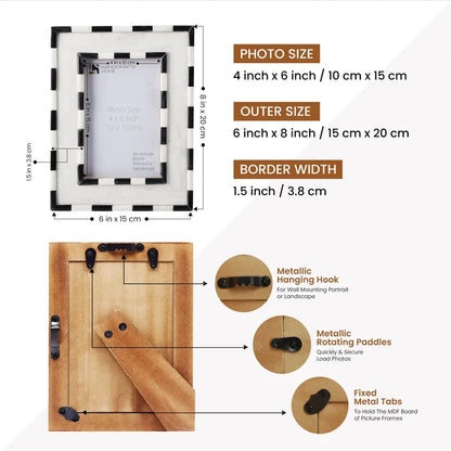 Picture Frame Mosaic Art Inspired Collection Wood & Resin Inlay Black 4x6 & 5x7"