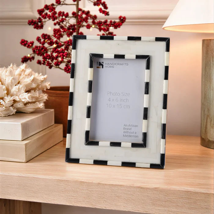 Picture Frame Mosaic Art Inspired Collection Wood & Resin Inlay Black 4x6 & 5x7"