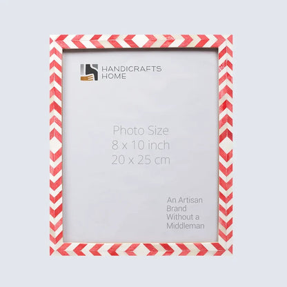 Picture Frame Mosaic Chevron Collection Resin Inlay Red White 3 Sizes