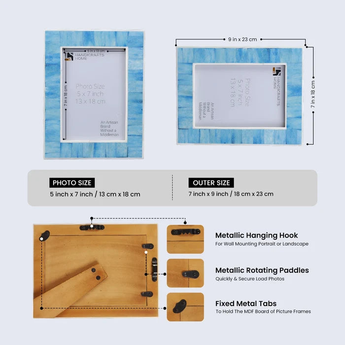 Picture Frame Mosaic Collection Bone Inlay Turquoise – 4x6 & 5x7"