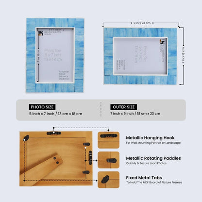 Picture Frame Mosaic Collection Bone Inlay Turquoise – 4x6 & 5x7"