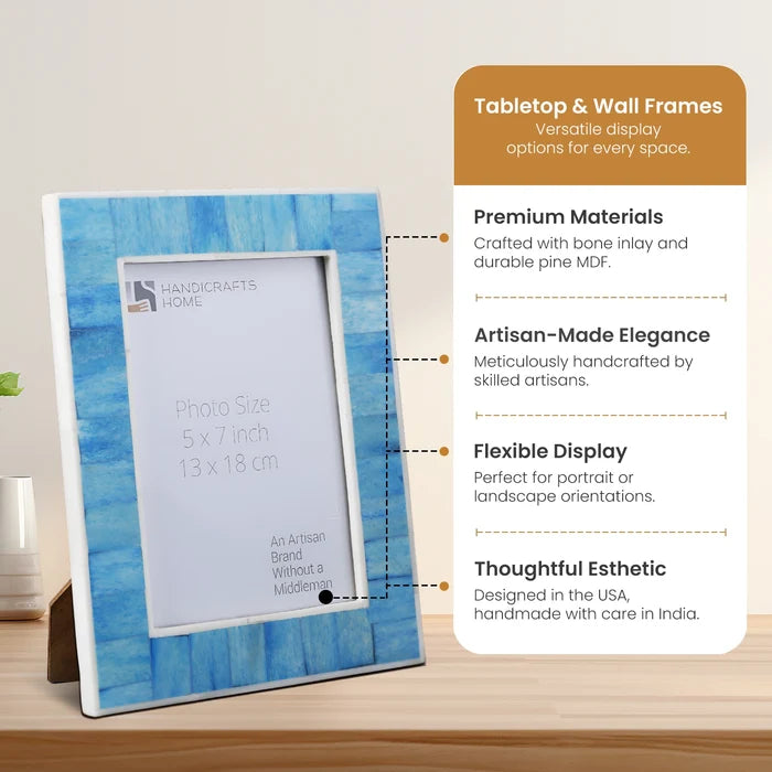 Picture Frame Mosaic Collection Bone Inlay Turquoise – 4x6 & 5x7"