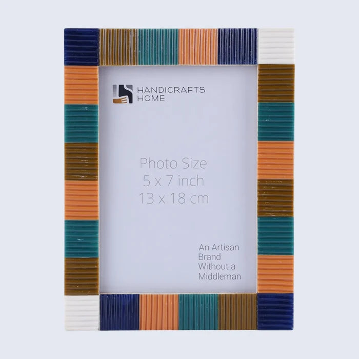 Picture Frame Ribbed Tile Collection Resin Inlay Multicolor – 4x6 & 5x7"