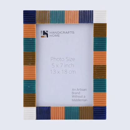 Picture Frame Ribbed Tile Collection Resin Inlay Multicolor – 4x6 & 5x7"