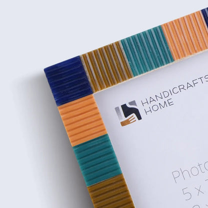 Picture Frame Ribbed Tile Collection Resin Inlay Multicolor – 4x6 & 5x7"